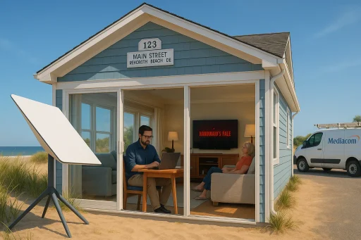starlink dish pictured outside of a cottage